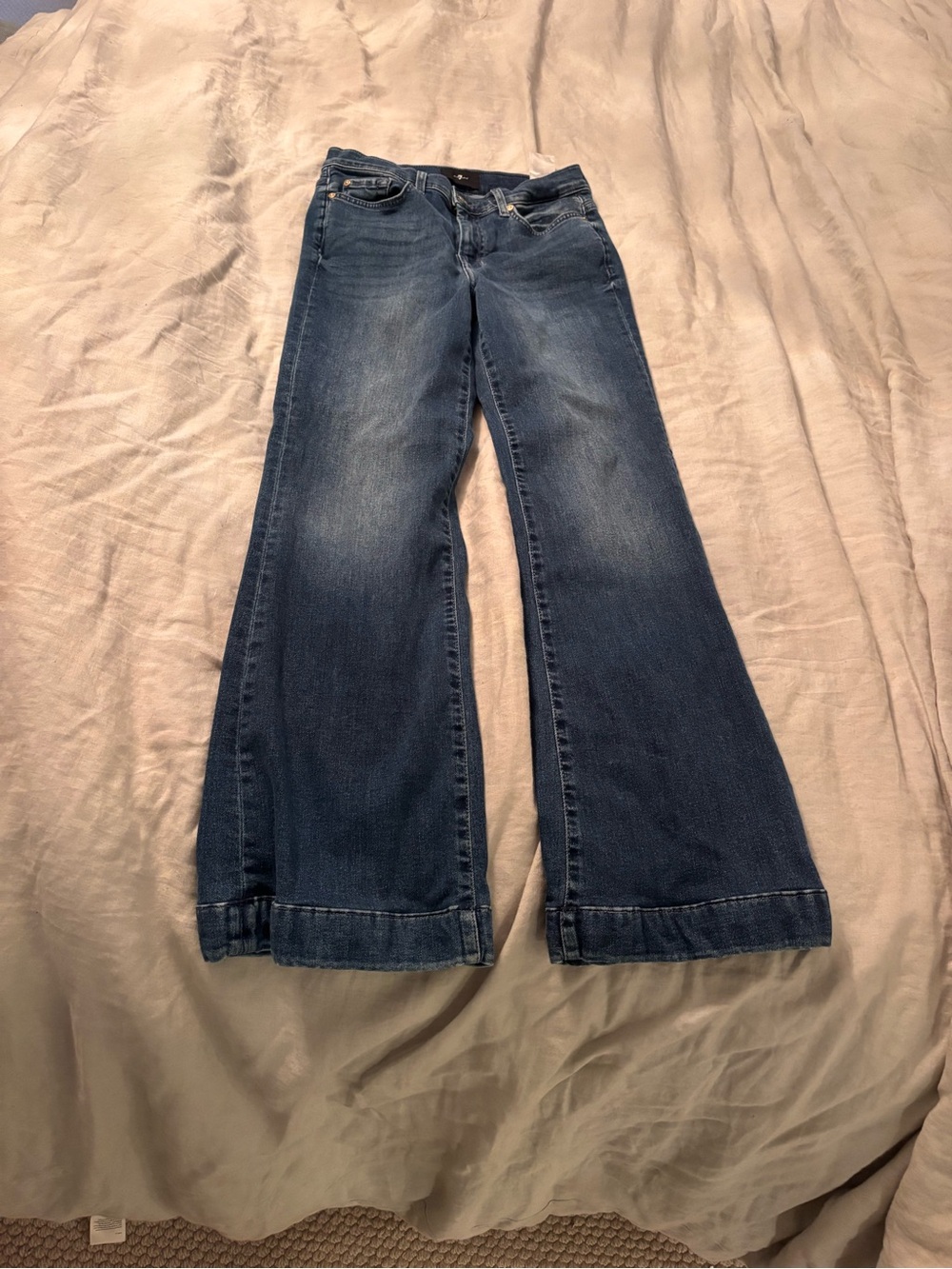 7 For All Mankind Dark Blue Wide-Leg Jeans